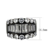 Alamode IP Black (Ion Plating) Stainless Steel Ring with AAA Grade CZ in Clear - Alamode - Flyclothing LLC
