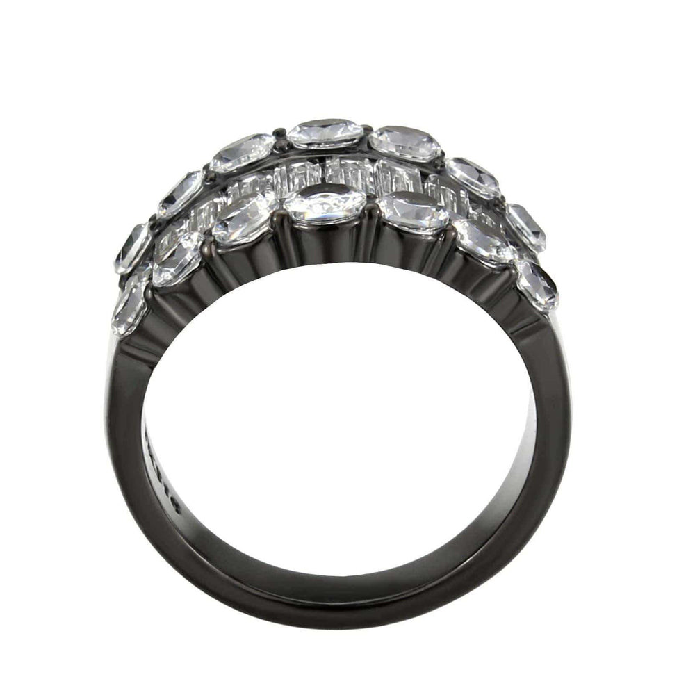 Alamode IP Black (Ion Plating) Stainless Steel Ring with AAA Grade CZ in Clear - Alamode - Flyclothing LLC
