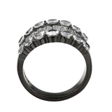 Alamode IP Black (Ion Plating) Stainless Steel Ring with AAA Grade CZ in Clear - Alamode - Flyclothing LLC