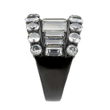 Alamode IP Black (Ion Plating) Stainless Steel Ring with AAA Grade CZ in Clear - Alamode - Flyclothing LLC