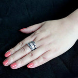 Alamode IP Black (Ion Plating) Stainless Steel Ring with AAA Grade CZ in Clear - Alamode - Flyclothing LLC