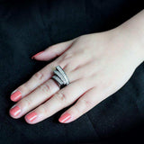 Alamode Two Tone IP Black (Ion Plating) Stainless Steel Ring with Top Grade Crystal in Clear - Alamode - Flyclothing LLC