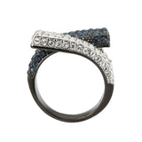 Alamode Two Tone IP Black (Ion Plating) Stainless Steel Ring with Top Grade Crystal in MultiColor - Alamode - Flyclothing LLC