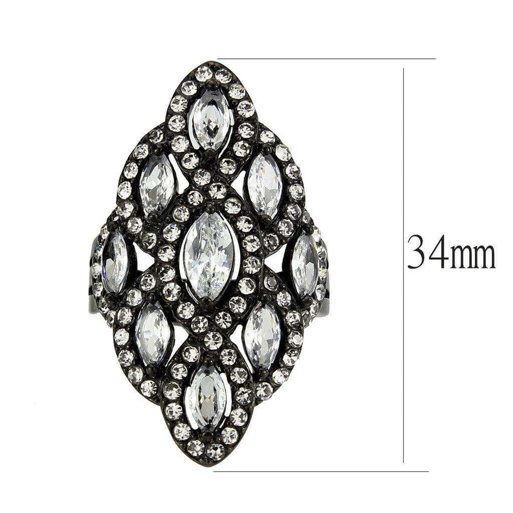 Alamode IP Black (Ion Plating) Stainless Steel Ring with AAA Grade CZ in Clear - Alamode - Flyclothing LLC
