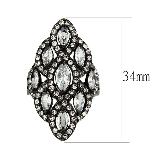 Alamode IP Black (Ion Plating) Stainless Steel Ring with AAA Grade CZ in Clear - Alamode - Flyclothing LLC
