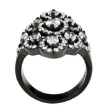 Alamode IP Black (Ion Plating) Stainless Steel Ring with AAA Grade CZ in Clear - Alamode - Flyclothing LLC