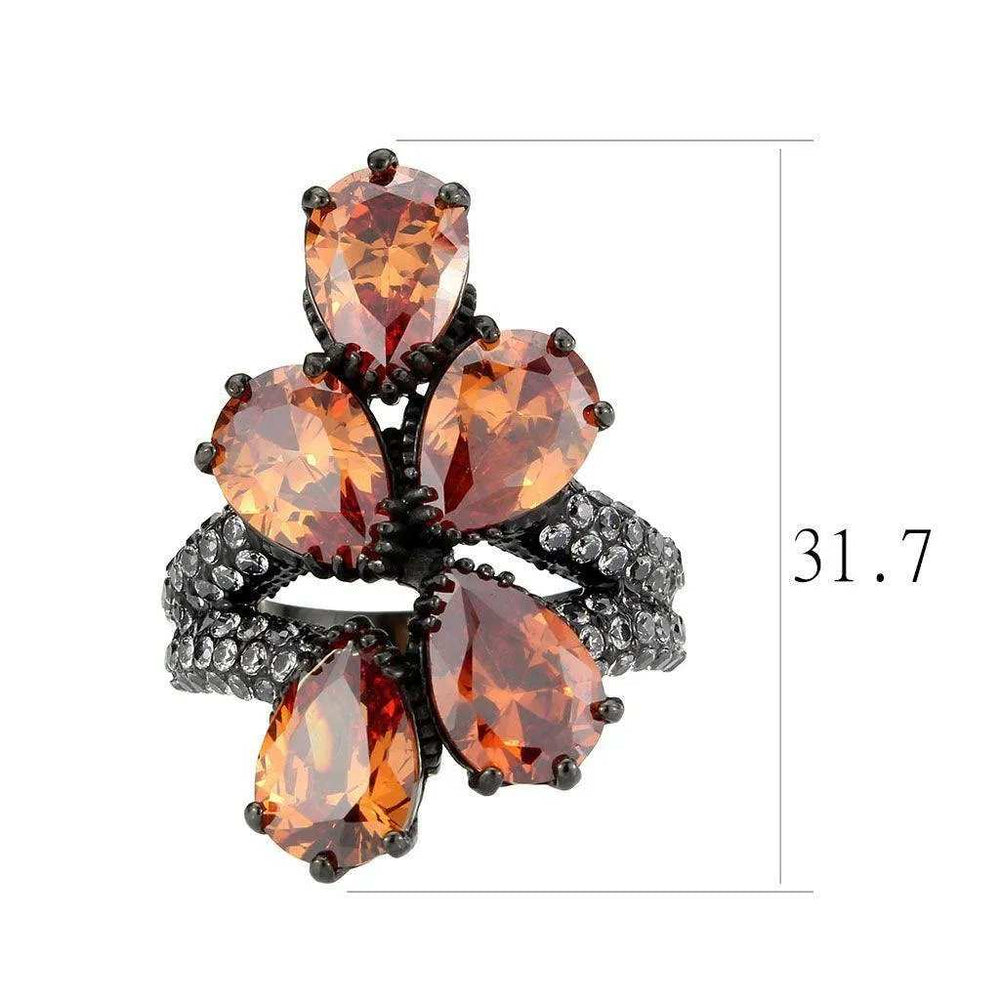 Alamode IP Black (Ion Plating) Stainless Steel Ring with AAA Grade CZ in Champagne - Alamode - Flyclothing LLC