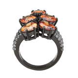 Alamode IP Black (Ion Plating) Stainless Steel Ring with AAA Grade CZ in Champagne - Alamode - Flyclothing LLC