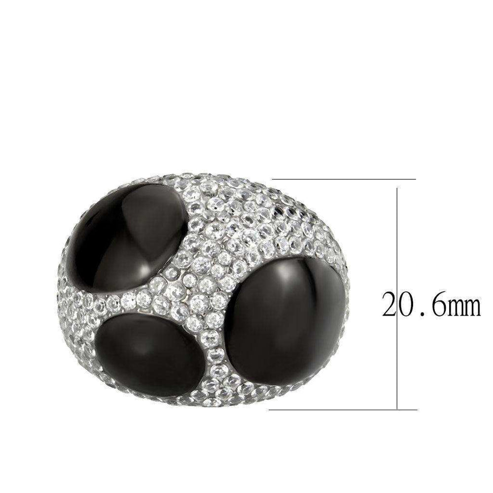 Alamode Two Tone IP Black (Ion Plating) Stainless Steel Ring with AAA Grade CZ in Clear - Alamode - Flyclothing LLC