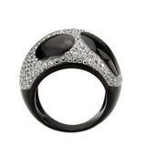 Alamode Two Tone IP Black (Ion Plating) Stainless Steel Ring with AAA Grade CZ in Clear - Alamode - Flyclothing LLC