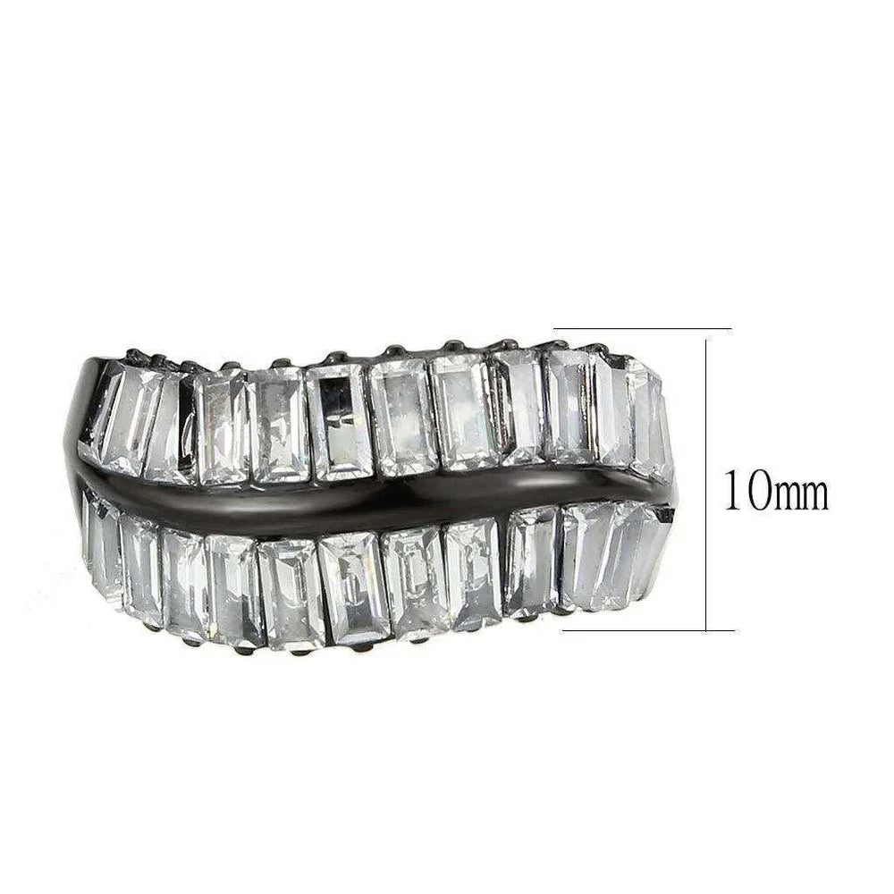 Alamode IP Black (Ion Plating) Stainless Steel Ring with AAA Grade CZ in Clear - Alamode - Flyclothing LLC