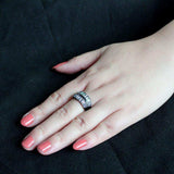 Alamode IP Black (Ion Plating) Stainless Steel Ring with AAA Grade CZ in Clear - Alamode - Flyclothing LLC