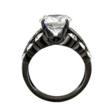 Alamode IP Black (Ion Plating) Stainless Steel Ring with AAA Grade CZ in Clear - Alamode - Flyclothing LLC