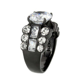 Alamode IP Black (Ion Plating) Stainless Steel Ring with AAA Grade CZ in Clear - Alamode - Flyclothing LLC