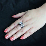 Alamode IP Black (Ion Plating) Stainless Steel Ring with AAA Grade CZ in Clear - Alamode - Flyclothing LLC