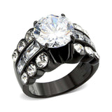 Alamode IP Black (Ion Plating) Stainless Steel Ring with AAA Grade CZ in Clear - Alamode - Flyclothing LLC