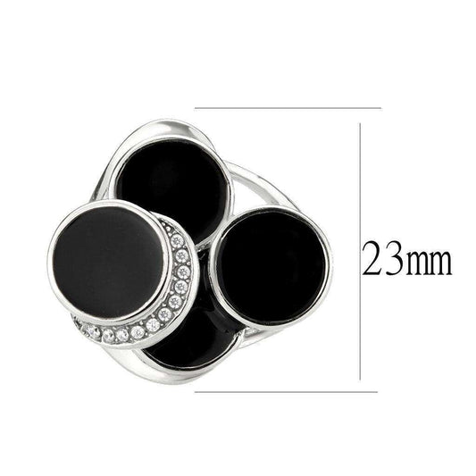 Alamode High polished (no plating) Stainless Steel Ring with AAA Grade CZ in Clear - Alamode - Flyclothing LLC