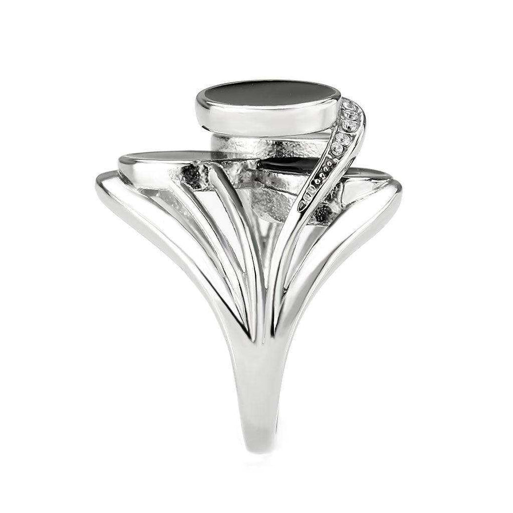 Alamode High polished (no plating) Stainless Steel Ring with AAA Grade CZ in Clear - Alamode - Flyclothing LLC