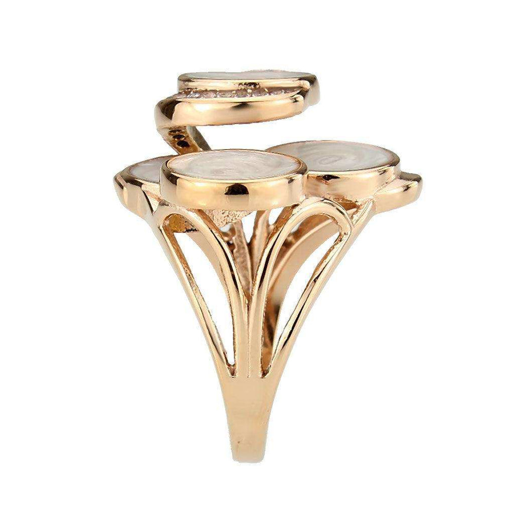 Alamode IP Rose Gold(Ion Plating) Stainless Steel Ring with AAA Grade CZ in Clear - Alamode - Flyclothing LLC