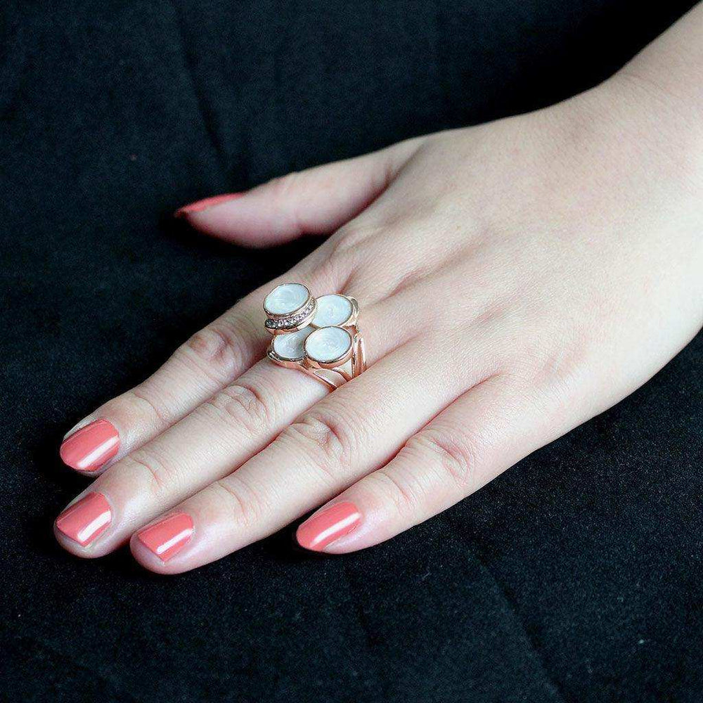 Alamode IP Rose Gold(Ion Plating) Stainless Steel Ring with AAA Grade CZ in Clear - Alamode - Flyclothing LLC