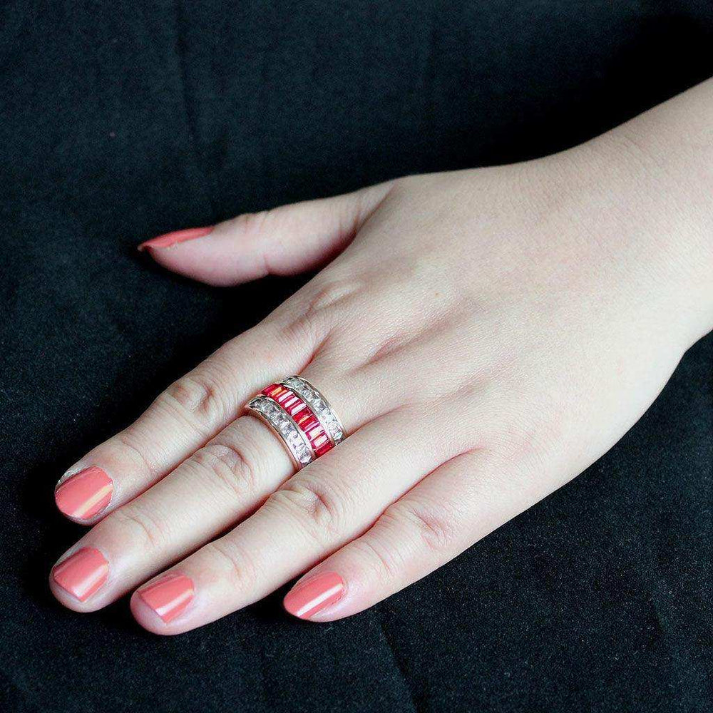 Alamode IP Rose Gold(Ion Plating) Stainless Steel Ring with Top Grade Crystal in Red Series - Alamode - Flyclothing LLC