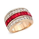 Alamode IP Rose Gold(Ion Plating) Stainless Steel Ring with Top Grade Crystal in Red Series - Alamode - Flyclothing LLC