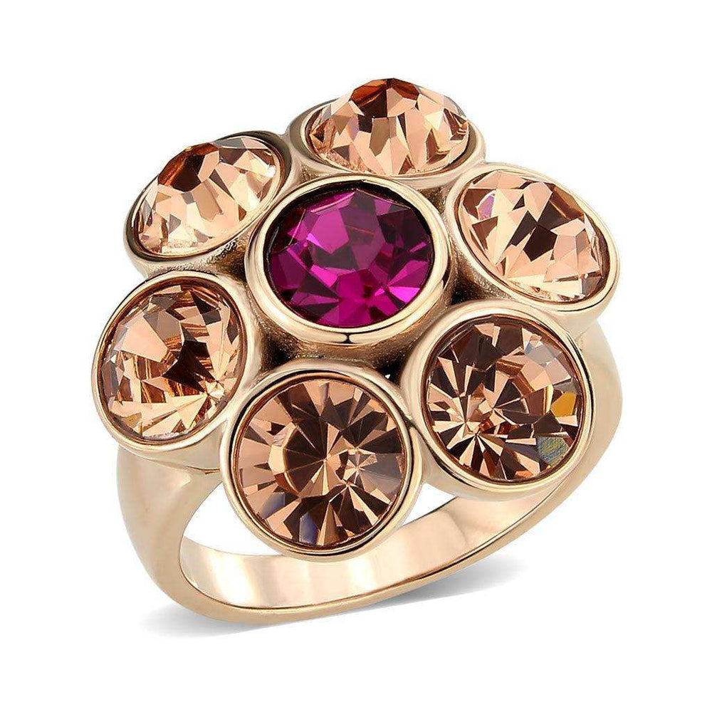 Alamode IP Rose Gold(Ion Plating) Stainless Steel Ring with Top Grade Crystal in MultiColor - Alamode - Flyclothing LLC