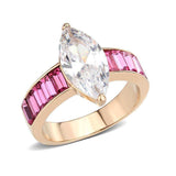 Alamode IP Rose Gold(Ion Plating) Stainless Steel Ring with AAA Grade CZ in Clear - Alamode - Flyclothing LLC