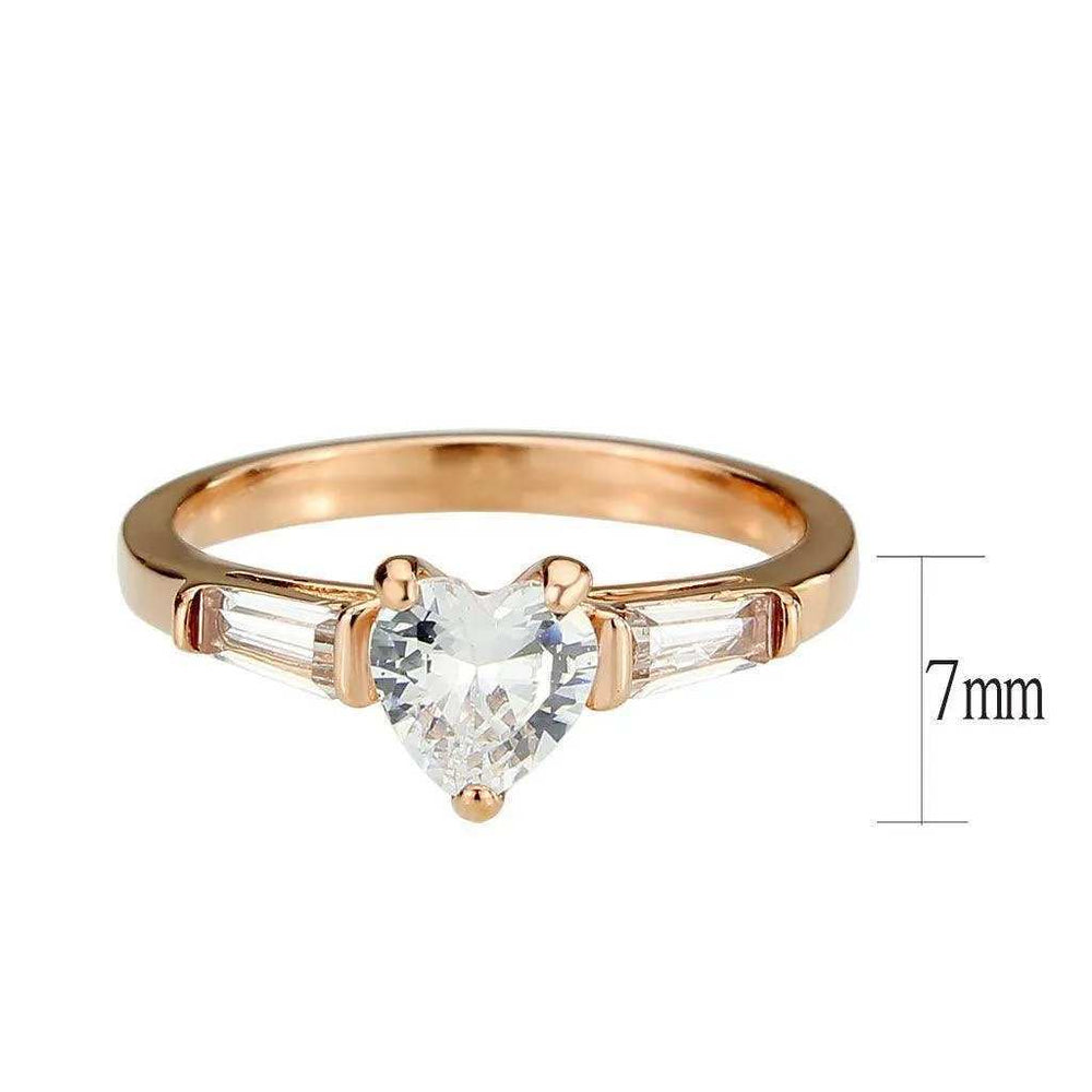 Alamode IP Rose Gold(Ion Plating) Stainless Steel Ring with AAA Grade CZ in Clear - Alamode - Flyclothing LLC