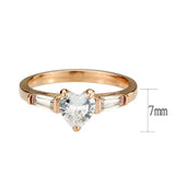 Alamode IP Rose Gold(Ion Plating) Stainless Steel Ring with AAA Grade CZ in Clear - Alamode - Flyclothing LLC
