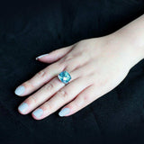 Alamode High polished (no plating) Stainless Steel Ring with Synthetic in SeaBlue - Alamode - Flyclothing LLC