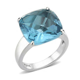 Alamode High polished (no plating) Stainless Steel Ring with Synthetic in SeaBlue - Alamode - Flyclothing LLC