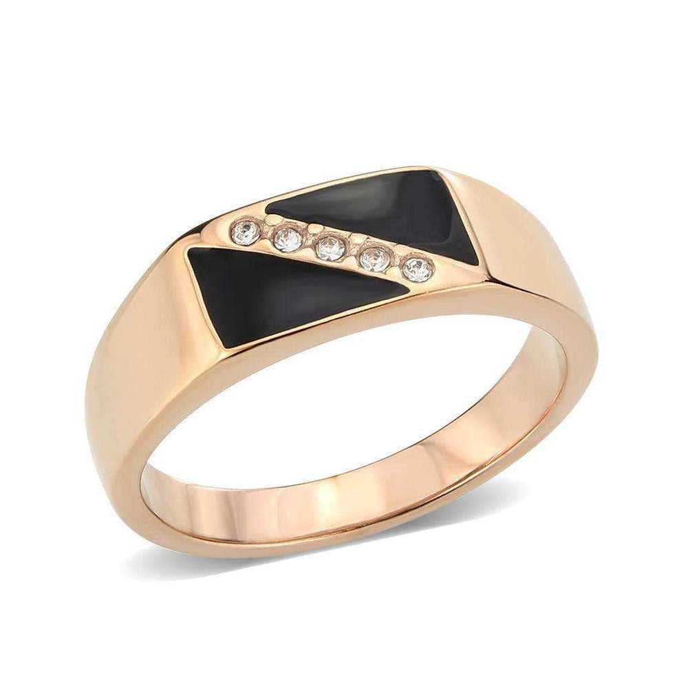 Alamode IP Rose Gold(Ion Plating) Stainless Steel Ring with Top Grade Crystal in Clear - Alamode - Flyclothing LLC