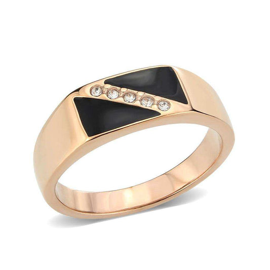 Alamode IP Rose Gold(Ion Plating) Stainless Steel Ring with Top Grade Crystal in Clear - Alamode - Flyclothing LLC