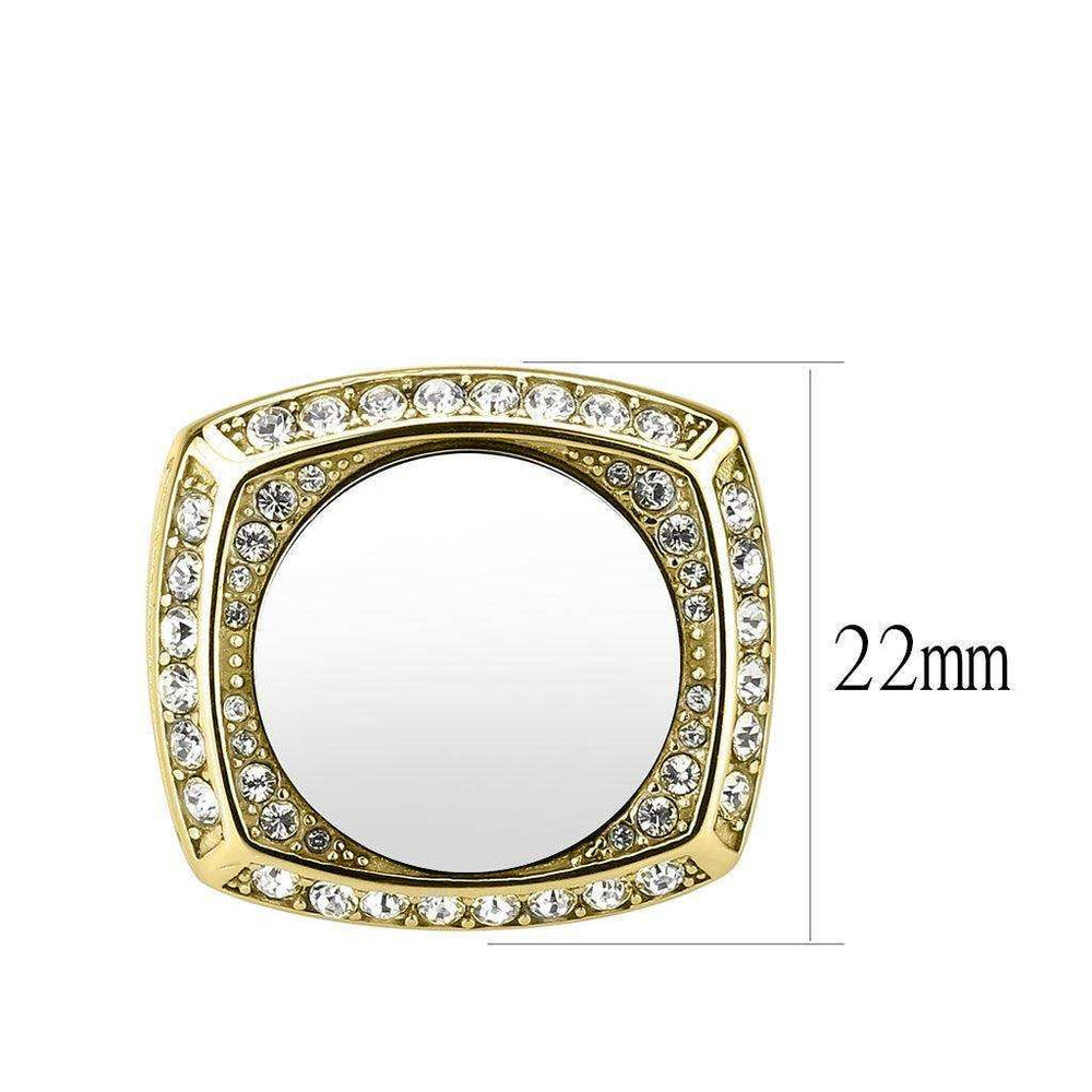 Two Tone IP Gold (Ion Plating) Stainless Steel Ring with Top Grade Crystal in Clear - Alamode - Flyclothing LLC