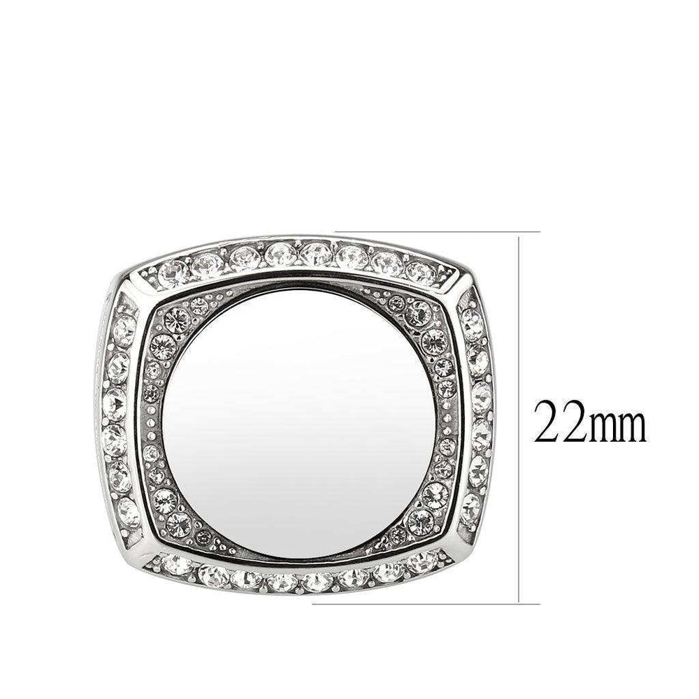 High polished (no plating) Stainless Steel Ring with Top Grade Crystal in Clear - Alamode - Flyclothing LLC