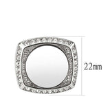 High polished (no plating) Stainless Steel Ring with Top Grade Crystal in Clear - Alamode - Flyclothing LLC