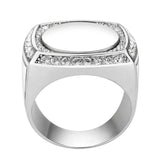 High polished (no plating) Stainless Steel Ring with Top Grade Crystal in Clear - Alamode - Flyclothing LLC