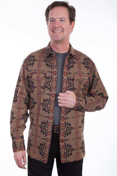 Scully Leather Tan Over Shirt Aztec Weave Mens Shirt - Scully Leather - Flyclothing LLC