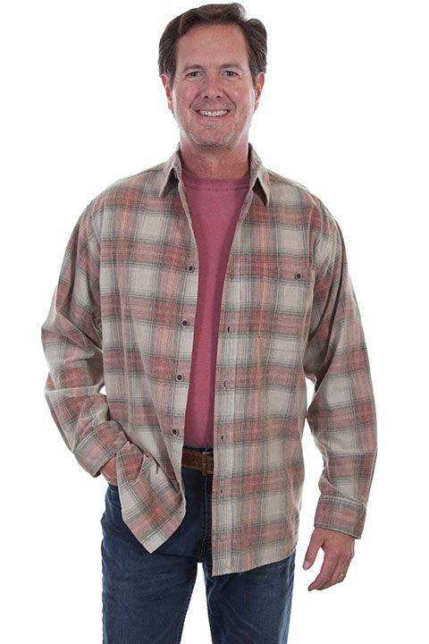 Scully STONE-RED Y/D CORDUROY PLAID SHIRT - Scully Leather - Flyclothing LLC