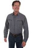 Scully CHARCOAL VINTAGE COTTON SLUB SHIRT - Scully Leather - Flyclothing LLC