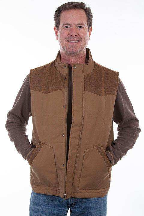 Scully TAN CANVAS VEST W/QUILTED PLAID LINING Jacket - Scully Leather - Flyclothing LLC