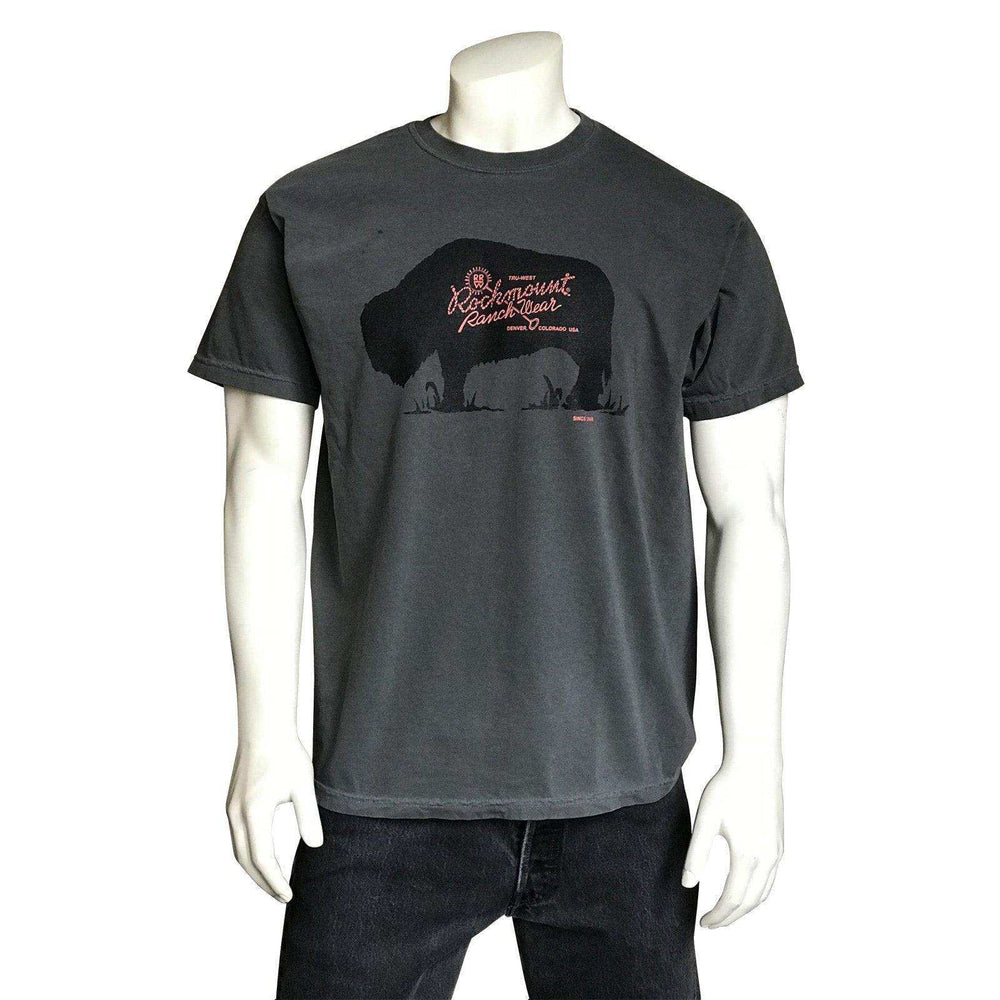 Men's Grey 100% Cotton American Bison Western T-Shirt - Rockmount Clothing - Flyclothing LLC