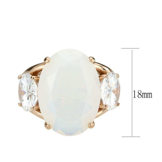 Alamode IP Rose Gold(Ion Plating) Stainless Steel Ring with Synthetic in Fireopal - Alamode - Flyclothing LLC