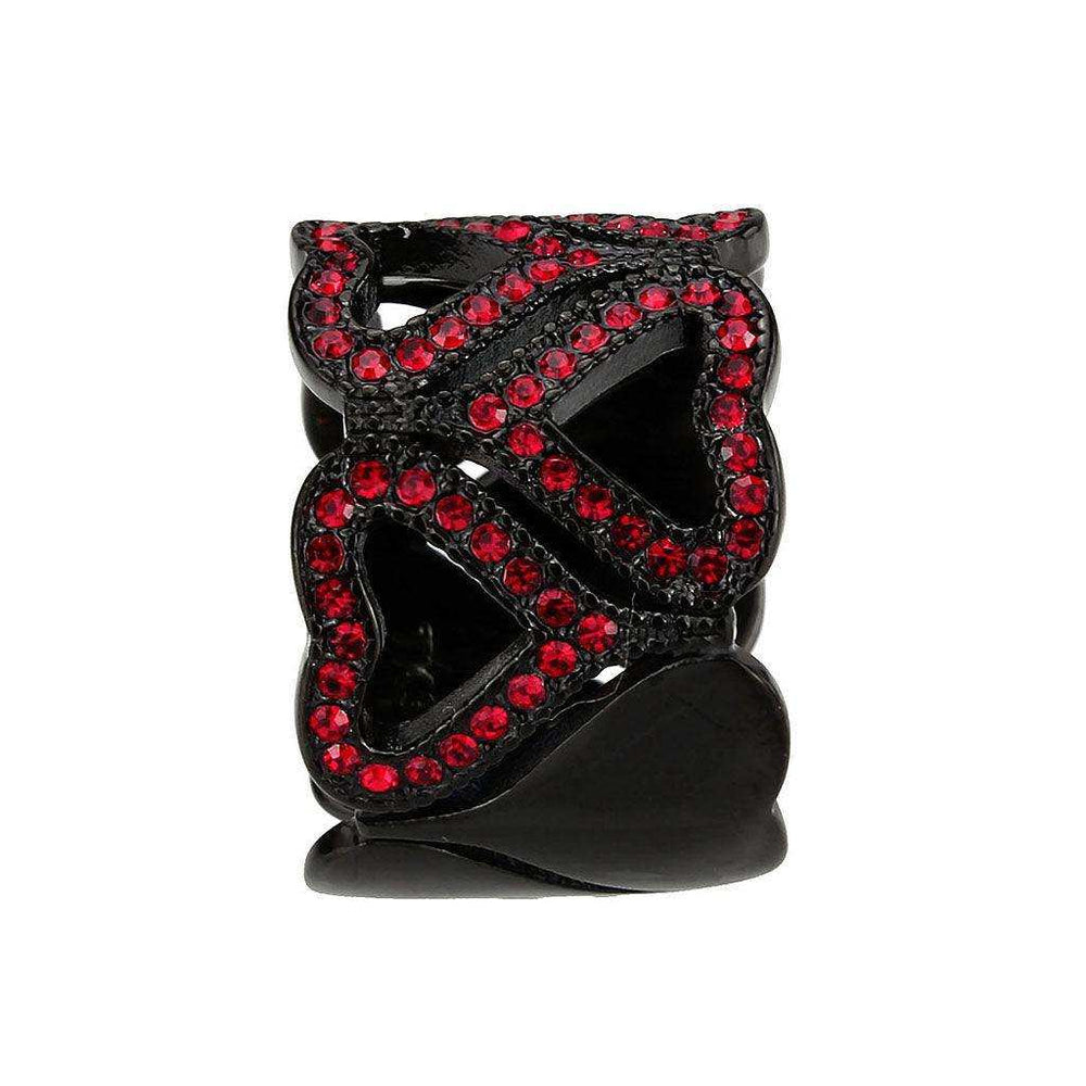 Alamode IP Black (Ion Plating) Stainless Steel Ring with Top Grade Crystal in Red Series - Alamode - Flyclothing LLC