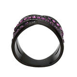 Alamode IP Black (Ion Plating) Stainless Steel Ring with Top Grade Crystal in Amethyst - Alamode - Flyclothing LLC