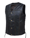 Unik International Mens Brown Leather Vest 2611.RUB - Unik - Flyclothing LLC