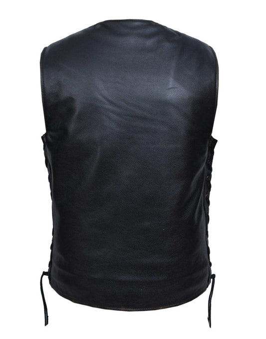 Unik International Mens Brown Leather Vest 2611.RUB - Unik - Flyclothing LLC