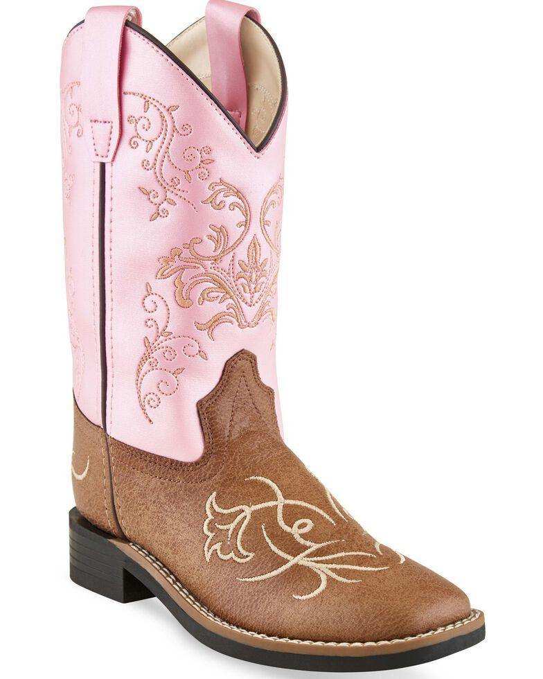 Old West Tan Vintage Pink Children Square Toe Boots - Old West - Flyclothing LLC
