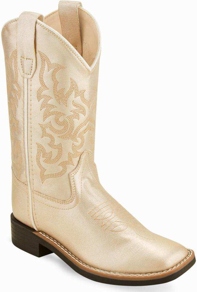 Old West Shiny Cream Childrens Toe Boots - Old West - Flyclothing LLC